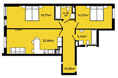 2-комнатная 77.51 м² в ЖК Continent Green от 18 500 грн/м², Львов