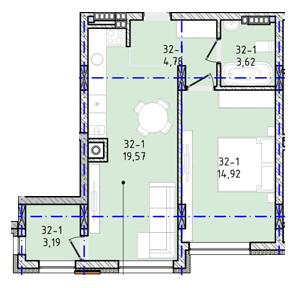 1-комнатная 46.08 м² в ЖК Вилла Зубра от 24 700 грн/м², с. Зубра