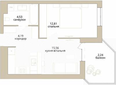 1-комнатная 39.33 м² в ЖК Dream Lake от 23 700 грн/м², Винница