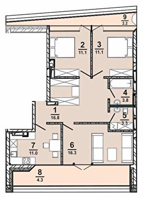 3-кімнатна 79.8 м² в ЖК AMSTERDAM від 32 300 грн/м², Полтава