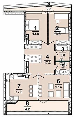 3-комнатная 95.3 м² в ЖК AMSTERDAM от 32 300 грн/м², Полтава