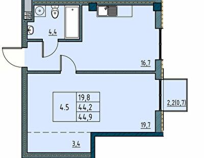 1-комнатная 44.9 м² в ЖК Пространство на Ришельевской от 44 000 грн/м², Одесса