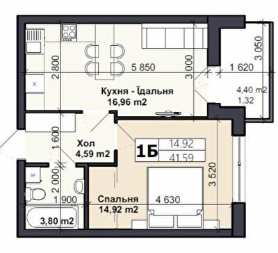 1-кімнатна 41.59 м² в ЖК Саме Той від 13 500 грн/м², смт Немешаєве
