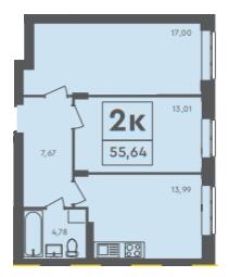 2-комнатная 55.64 м² в ЖК Scandia от 17 000 грн/м², г. Бровары