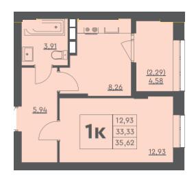 1-кімнатна 35.62 м² в ЖК Scandia від 21 500 грн/м², м. Бровари