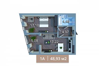 1-комнатная 48.19 м² в ЖК Вежа на Ломоносова от 50 284 грн/м², Киев