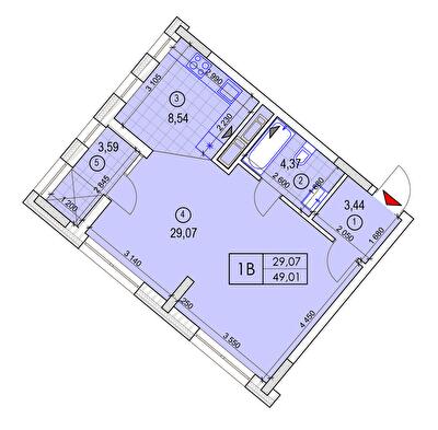 1-комнатная 49.47 м² в ЖК Вежа на Ломоносова от 46 100 грн/м², Киев