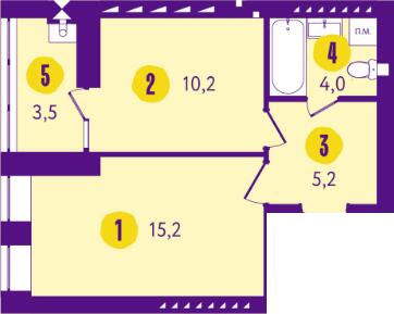 1-комнатная 38.1 м² в ЖК Солнечный от 18 000 грн/м², г. Васильков