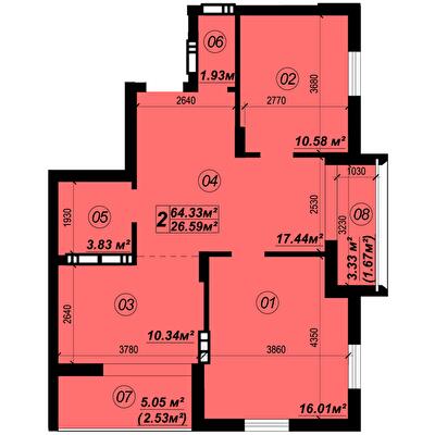 2-комнатная 64.33 м² в ЖК Verba от 21 500 грн/м², пгт Глеваха