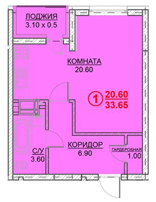 1-кімнатна 33.65 м² в ЖК Велесгард від 23 000 грн/м², м. Вишгород