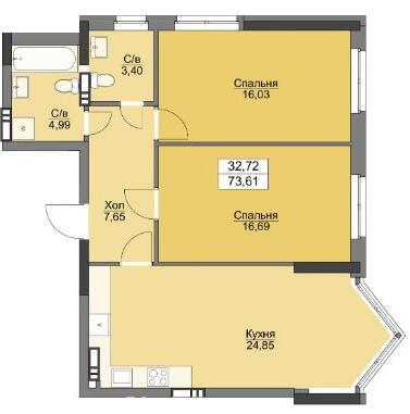2-кімнатна 73.61 м² в ЖК Вишгород Плаза від 27 500 грн/м², м. Вишгород