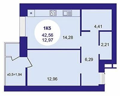 1-кімнатна 42.56 м² в ЖК Атмосфера від 27 100 грн/м², м. Вишневе