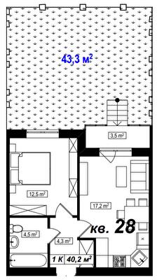 1-кімнатна 40.2 м² в ЖК Амстердам від 18 000 грн/м², с. Білогородка
