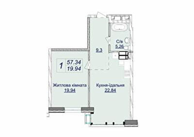 1-комнатная 57.34 м² в ЖК Новопечерские Липки от 73 670 грн/м², Киев