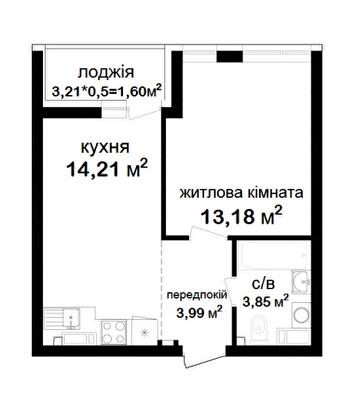 1-комнатная 36.83 м² в ЖК Феофания City от 46 000 грн/м², Киев