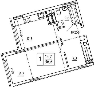 1-комнатная 36.6 м² в ЖК Paradise Avenue от 24 000 грн/м², с. Крюковщина