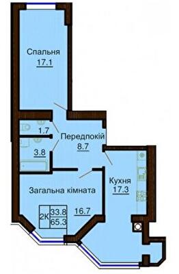 2-комнатная 65.3 м² в ЖК София Сити от 33 000 грн/м², с. Софиевская Борщаговка