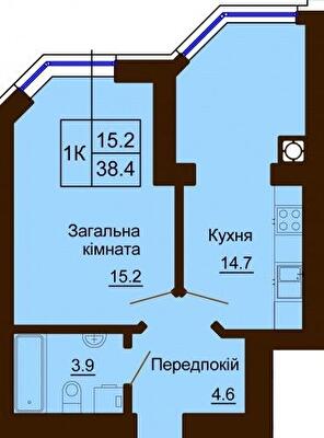 1-комнатная 38.4 м² в ЖК София Сити от 33 000 грн/м², с. Софиевская Борщаговка