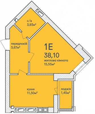 1-комнатная 38.1 м² в ЖК Синергия Сити (Kvartal Group) от 29 000 грн/м², г. Ирпень
