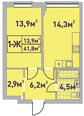 1-комнатная 41.8 м² в ЖК Центральный-2 от 31 650 грн/м², г. Ирпень