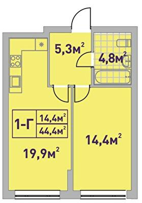 1-кімнатна 44.4 м² в ЖК Центральний-2 від 31 650 грн/м², м. Ірпінь