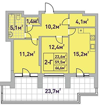 2-комнатная 66.6 м² в ЖК Центральный-2 от 27 450 грн/м², г. Ирпень