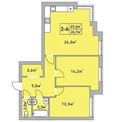 2-комнатная 69.6 м² в ЖК Центральный-2 от 28 950 грн/м², г. Ирпень