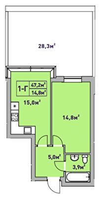 1-комнатная 47.2 м² в ЖК Центральный-2 от 34 250 грн/м², г. Ирпень