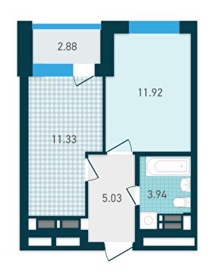 1-комнатная 35.1 м² в ЖК GENESIS от 35 184 грн/м², Киев