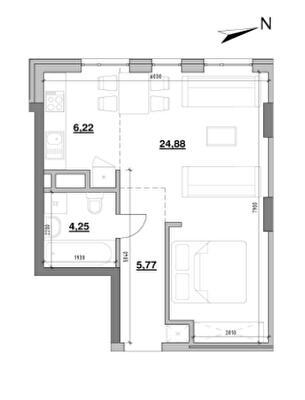 1-комнатная 41.12 м² в ЖК Америка от 10 618 грн/м², Львов