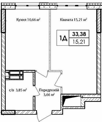 1-комнатная 34.38 м² в ЖК Синергия Киев от 33 700 грн/м², Киев