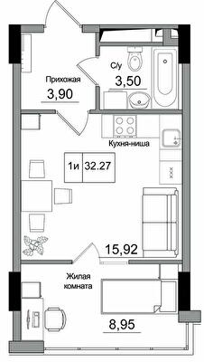 1-кімнатна 32.37 м² в ЖМ ARTVILLE від 22 450 грн/м², смт Авангард