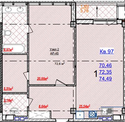 2-комнатная 74.49 м² в ЖК Green Wood от 52 800 грн/м², Одесса