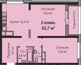 2-комнатная 62.7 м² в ЖК Скай Сити от 26 950 грн/м², Одесса
