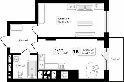 1-комнатная 45.47 м² в ЖК AUROOM SUNRISE от 26 100 грн/м², Львов