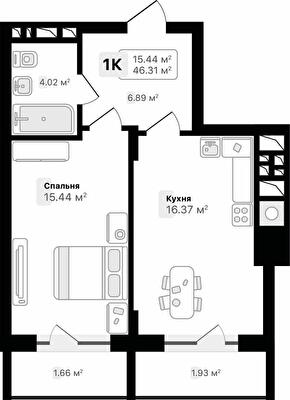 1-комнатная 46.31 м² в ЖК AUROOM SUNRISE от 26 100 грн/м², Львов