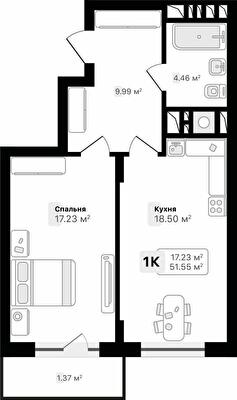 1-комнатная 51.55 м² в ЖК AUROOM SUNRISE от 24 400 грн/м², Львов