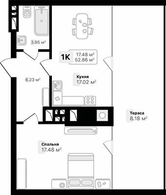1-комнатная 52.86 м² в ЖК AUROOM SUNRISE от 24 400 грн/м², Львов