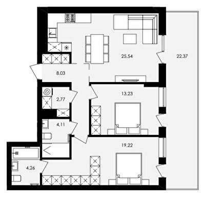 2-комнатная 83.87 м² в ЖК Avalon Yard от 31 000 грн/м², Львов