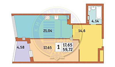 1-комнатная 59.69 м² в ЖК Costa fontana от 35 650 грн/м², Одесса