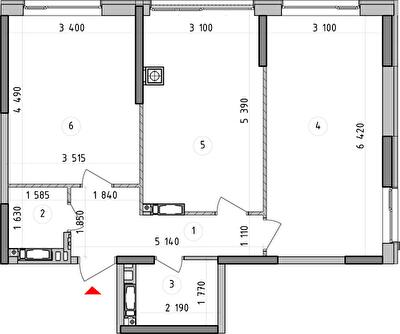 2-кімнатна 65.38 м² в ЖК Оптимісто від 27 500 грн/м², с. Гатне