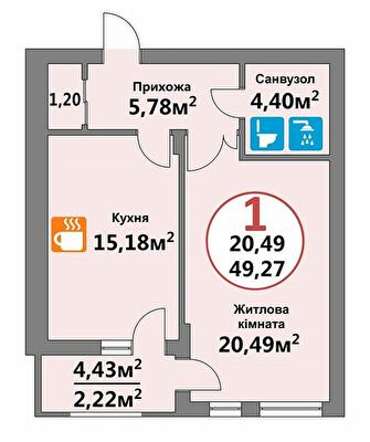 1-кімнатна 49.27 м² в ЖК Еко-дім на Надійній від 19 500 грн/м², Львів