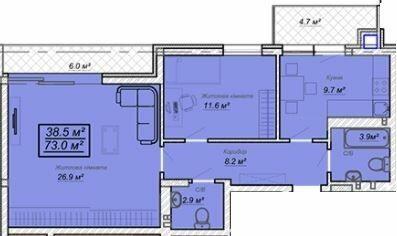 2-кімнатна 73 м² в ЖК Grand Village від 20 500 грн/м², с. Сокільники