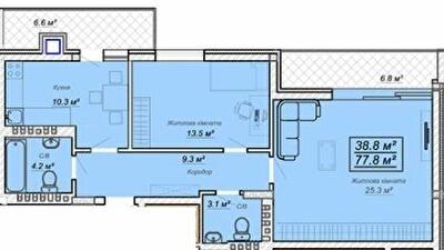 2-комнатная 77.8 м² в ЖК Grand Village от 20 500 грн/м², с. Сокольники