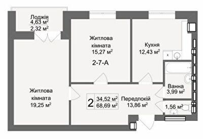 2-кімнатна 68.69 м² в ЖК Кава з молоком від 23 000 грн/м², Харків