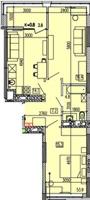 2-кімнатна 62.5 м² в ЖК Затишний-2 від 27 300 грн/м², Дніпро