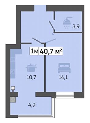 1-кімнатна 40.7 м² в ЖК Щасливий у Дніпрі від 21 700 грн/м², Дніпро