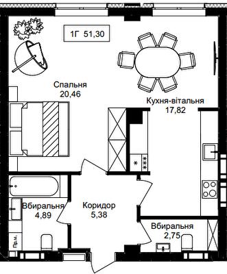 1-комнатная 51.3 м² в ЖК Premier Tower от 37 450 грн/м², Винница