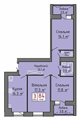 3-кімнатна 84 м² в ЖК Тріумф від 18 000 грн/м², Луцьк