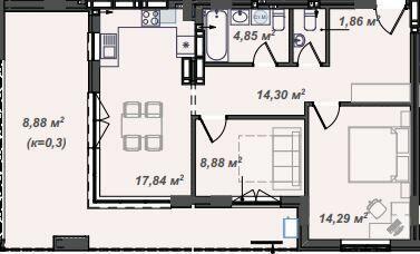 2-комнатная 70.9 м² в ЖК Crystal от 23 150 грн/м², Ужгород